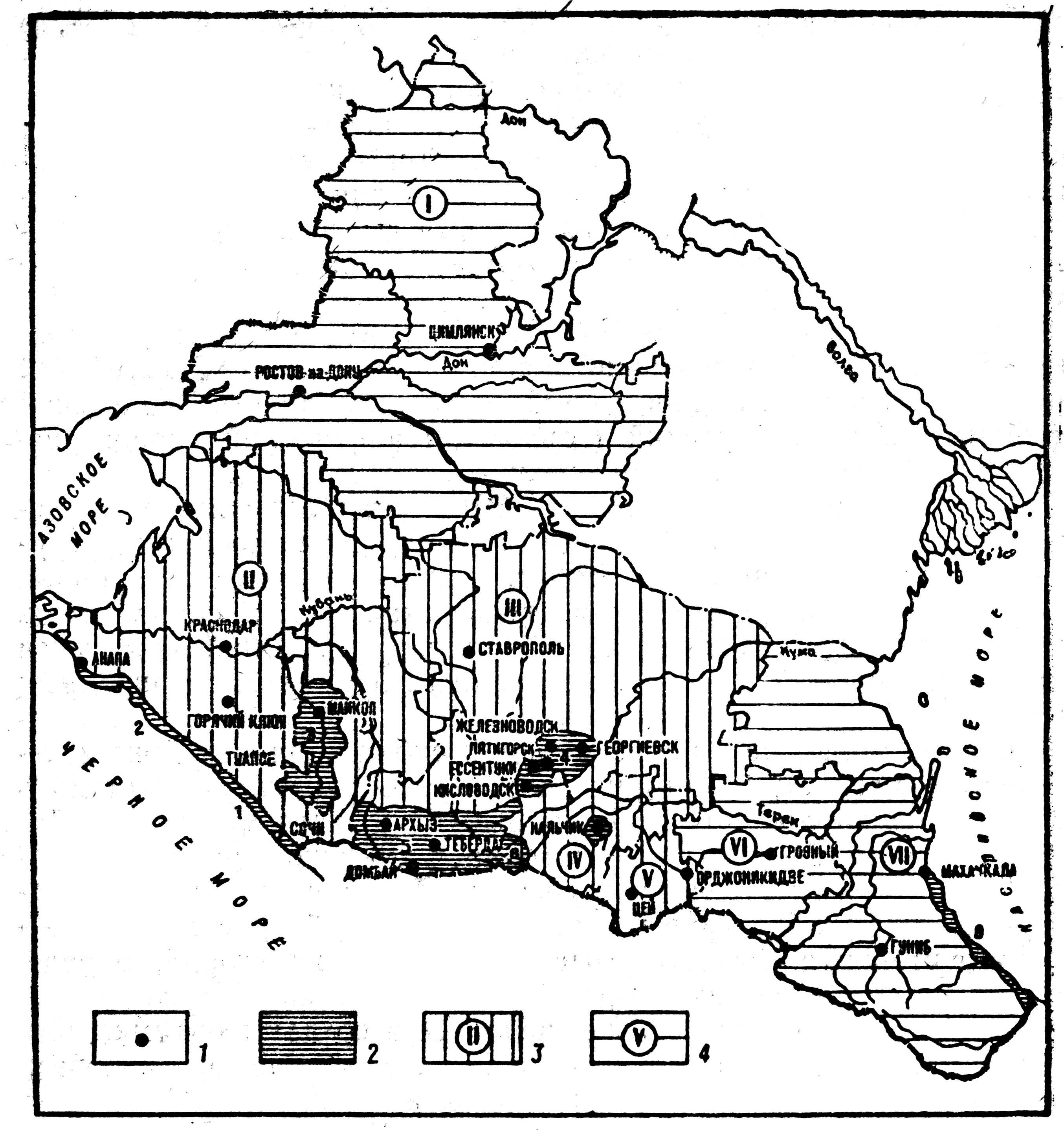 Рис. 10. Рекреационное районирование Северного Кавказа